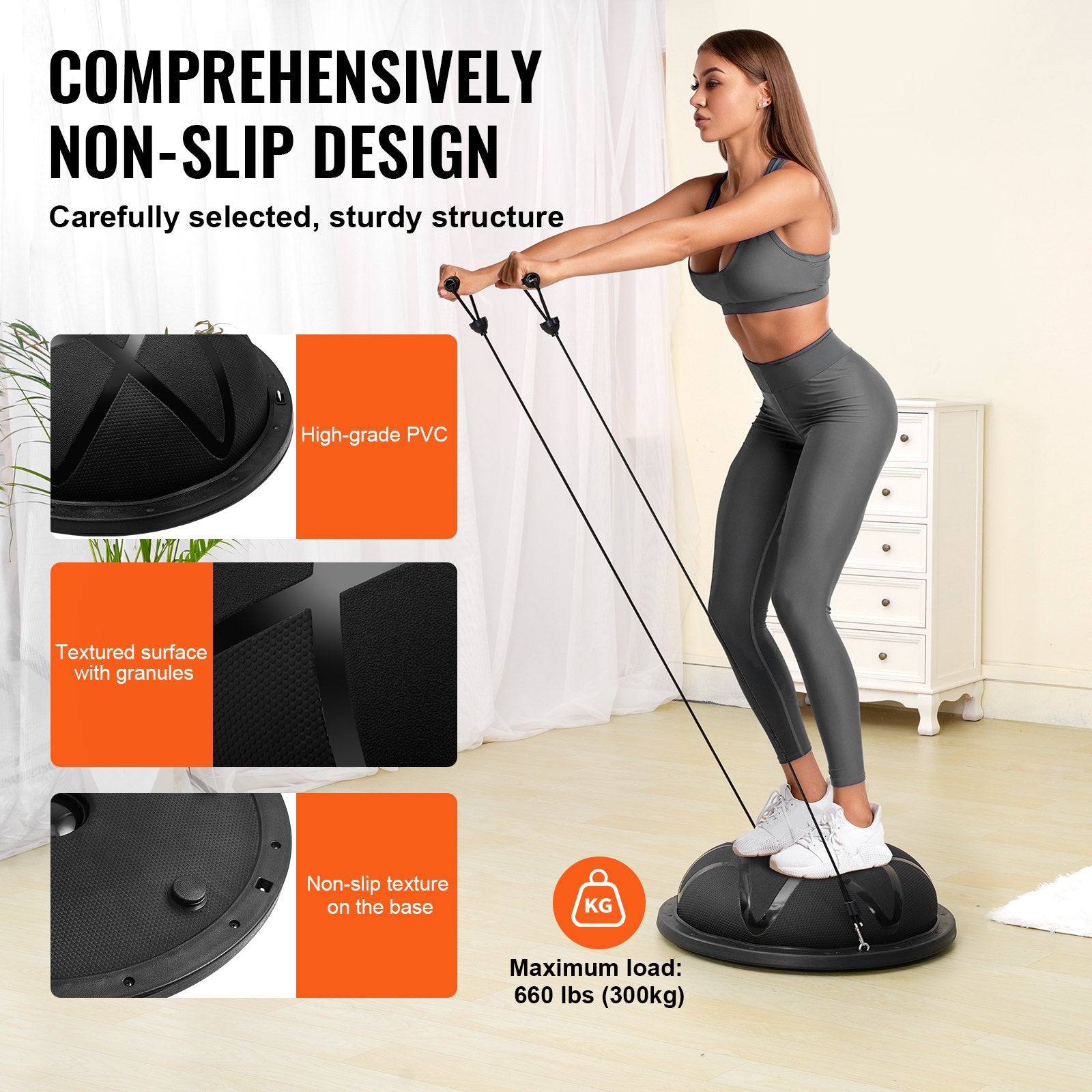 Balance Ball Trainer with Resistance Bands (Black)