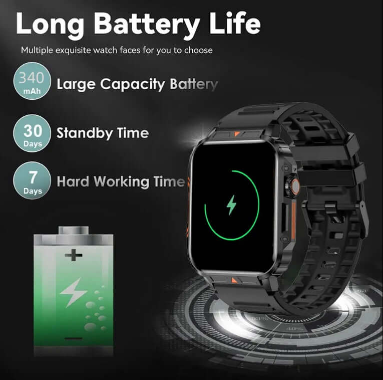 Outdoor smartwatch square display showing fitness tracking interface
