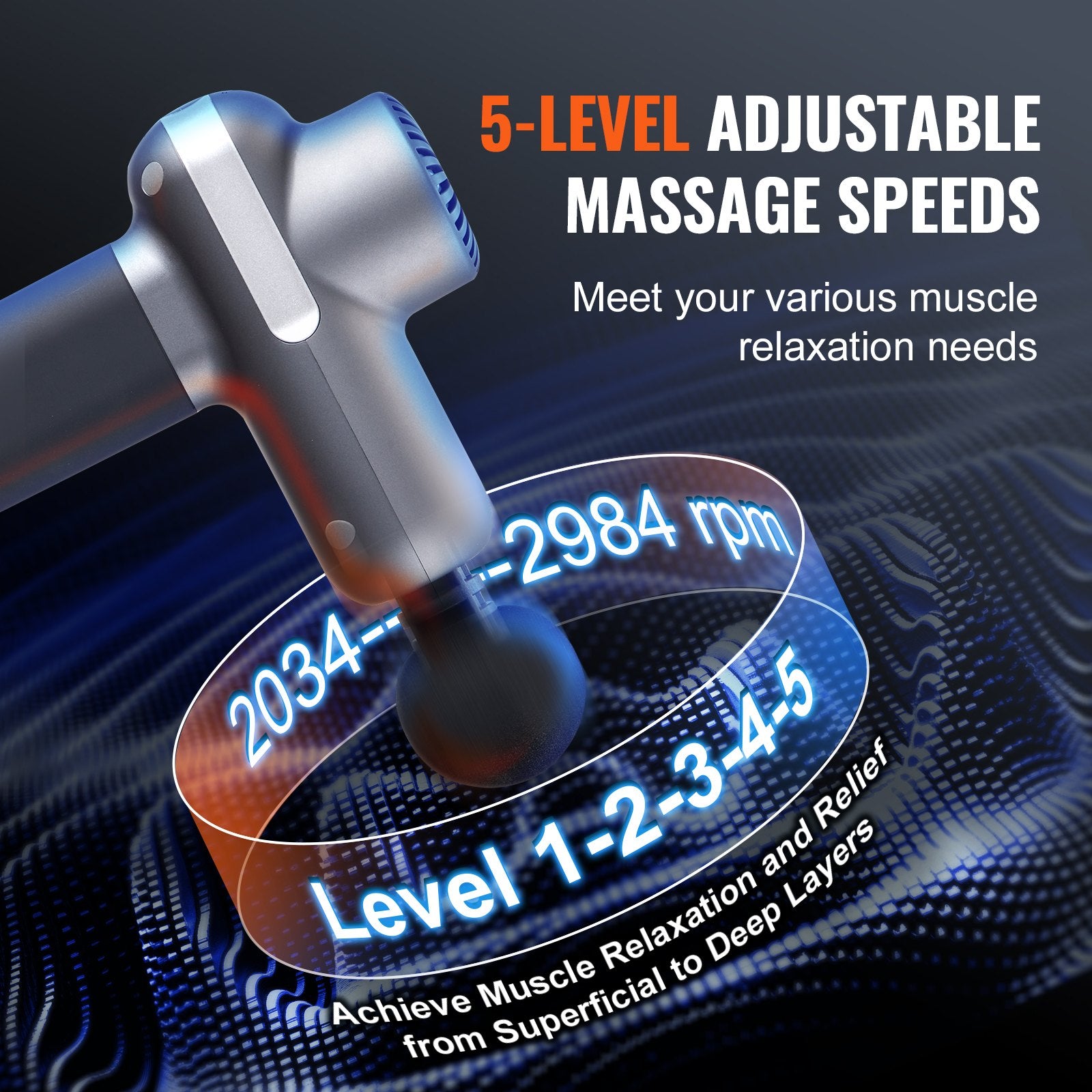 Deep tissue massage gun with carrying case and accessories
