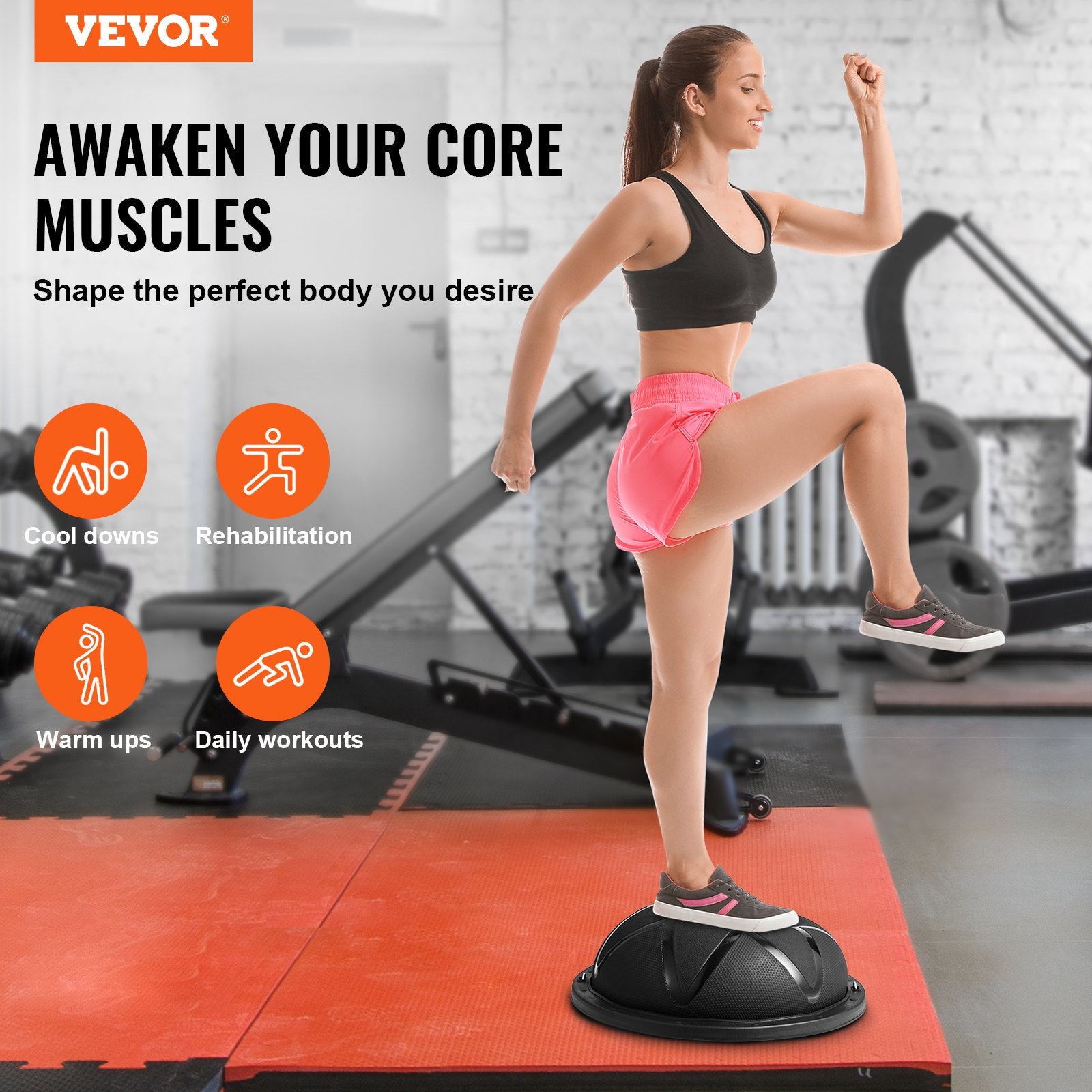 Balance Ball Trainer with Resistance Bands (Black)