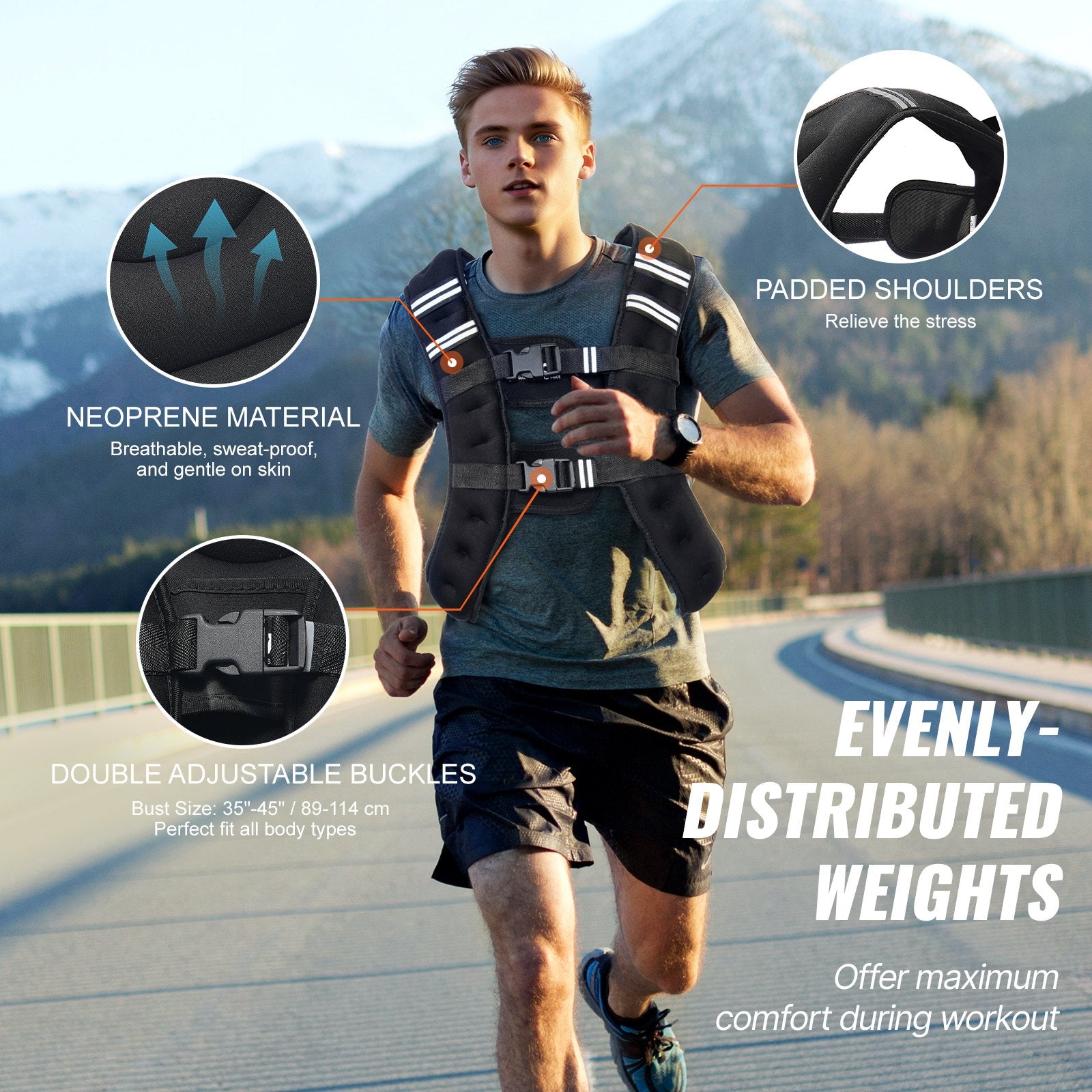 "Weighted vest with reflective stripes for outdoor training