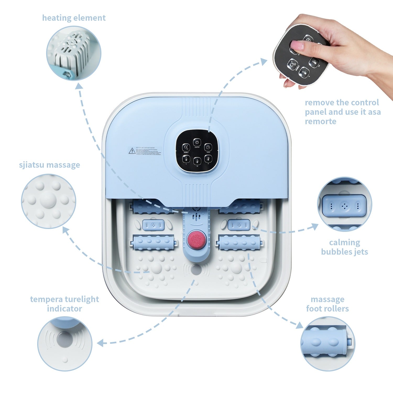 Heated Foot Spa Massager - Collapsible with Remote Control