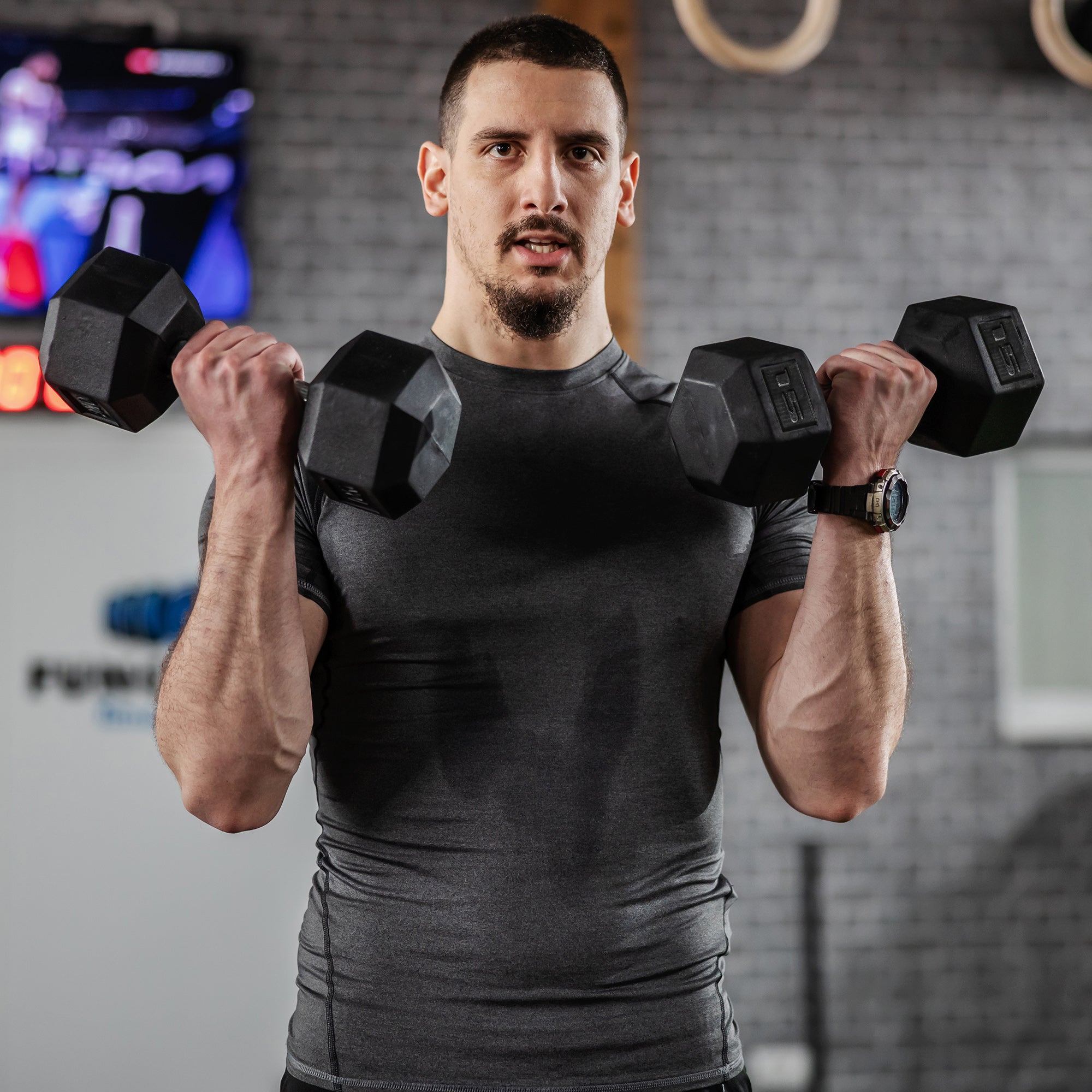 Hex dumbbell set 2 x 15 lbs rubber coated weights