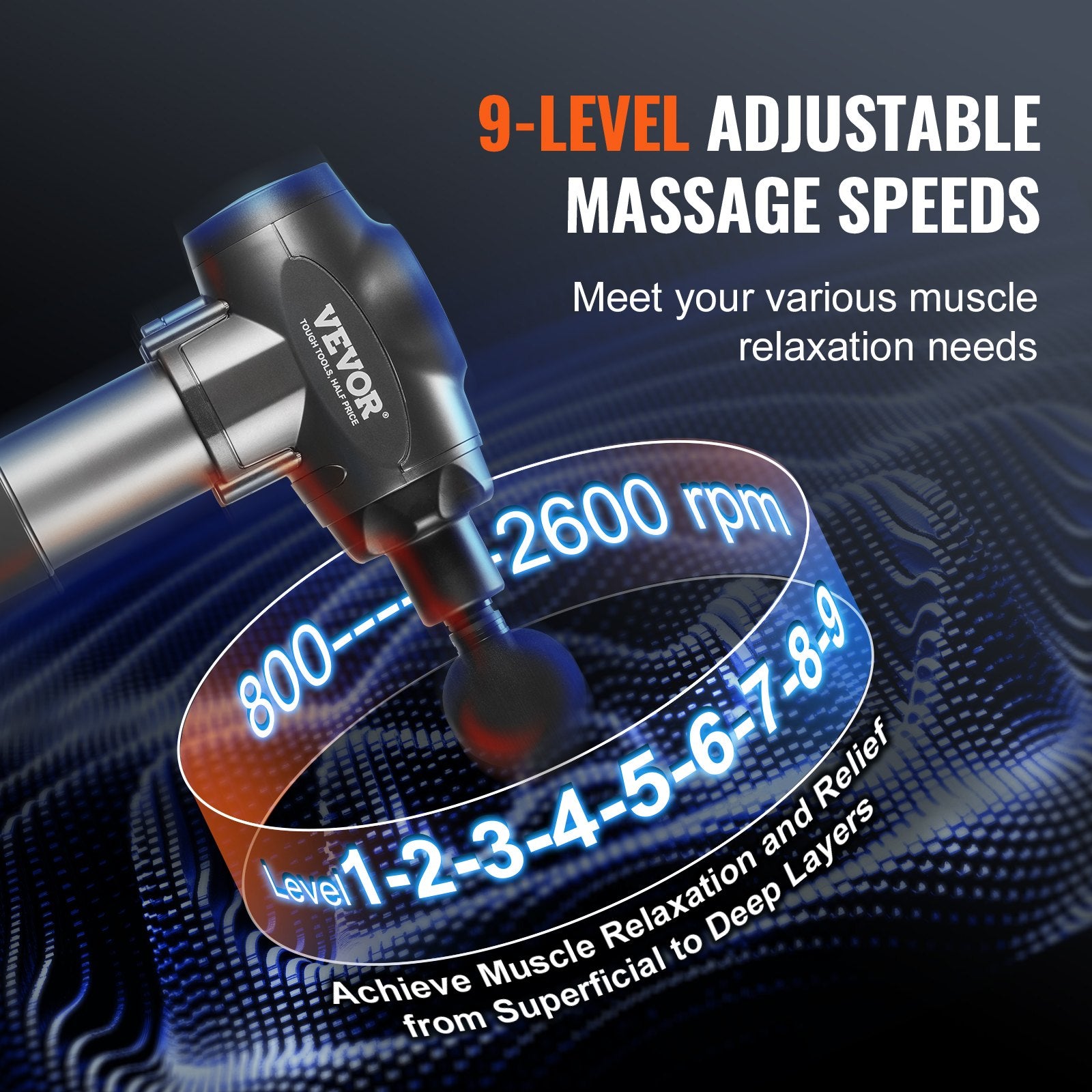 Handheld deep tissue massage gun percussion therapy in use