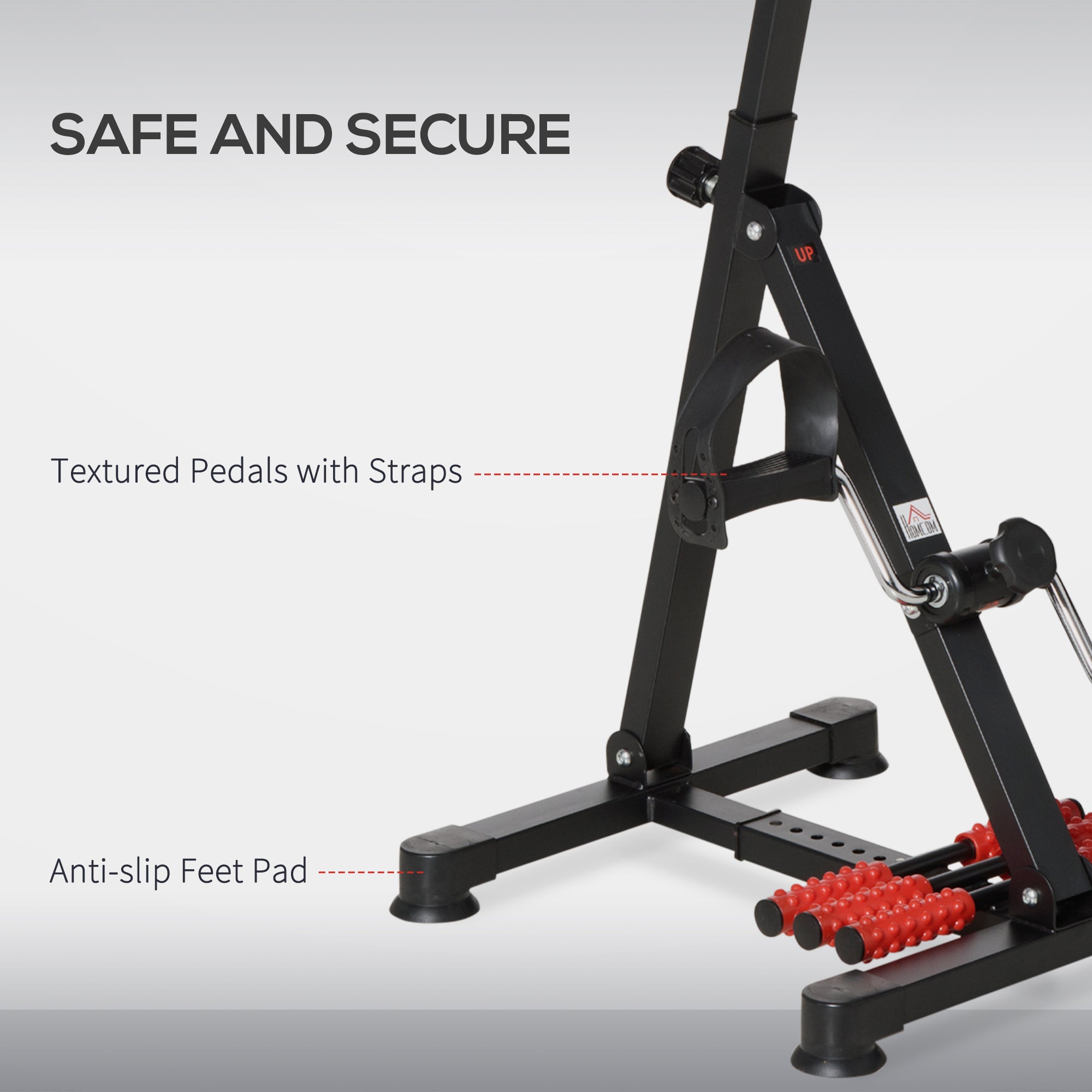 Pedal exerciser with foot massage rollers