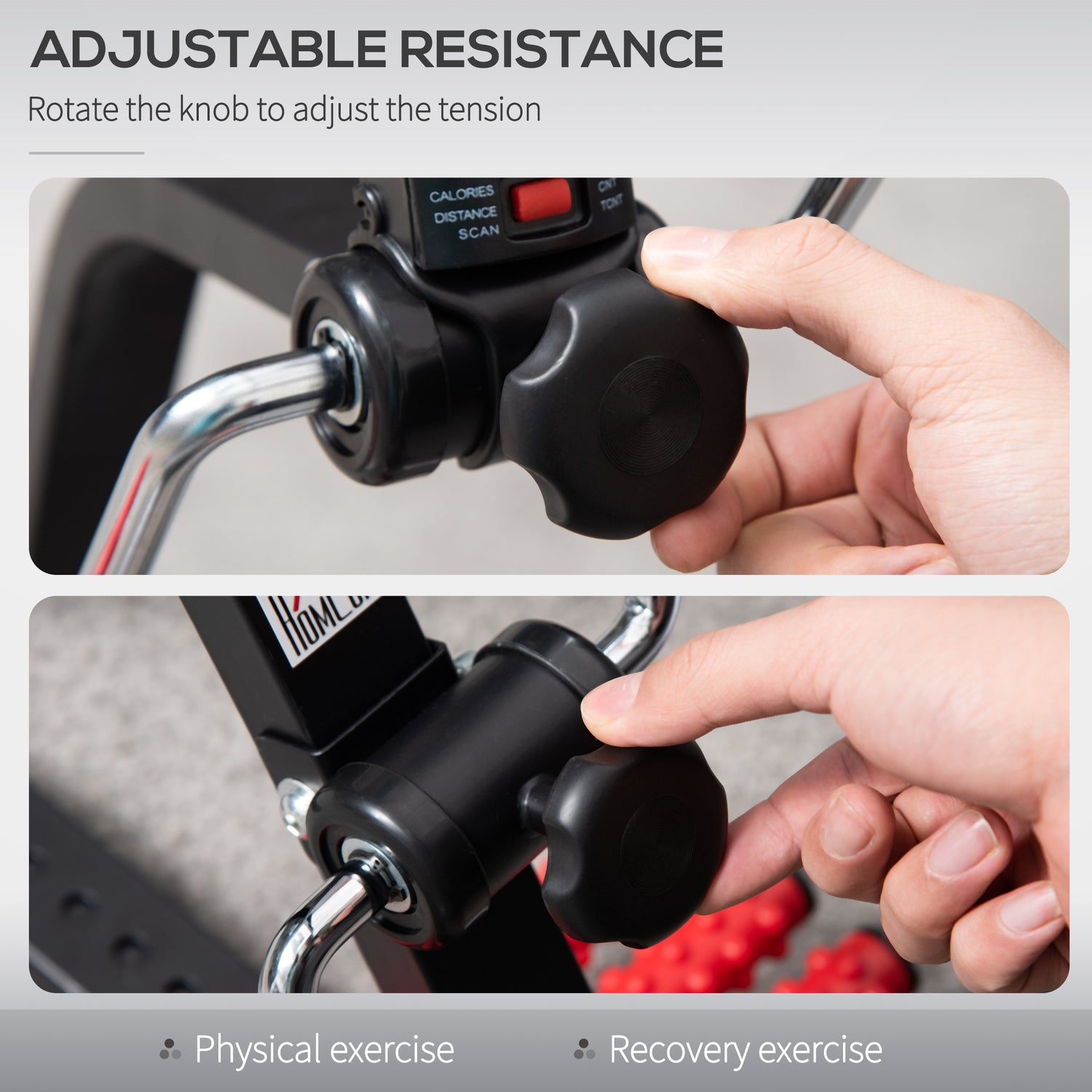 Pedal exerciser adjustable width and height
