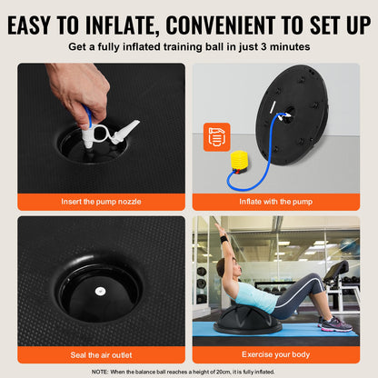 Balance Ball Trainer with Resistance Bands (Black)