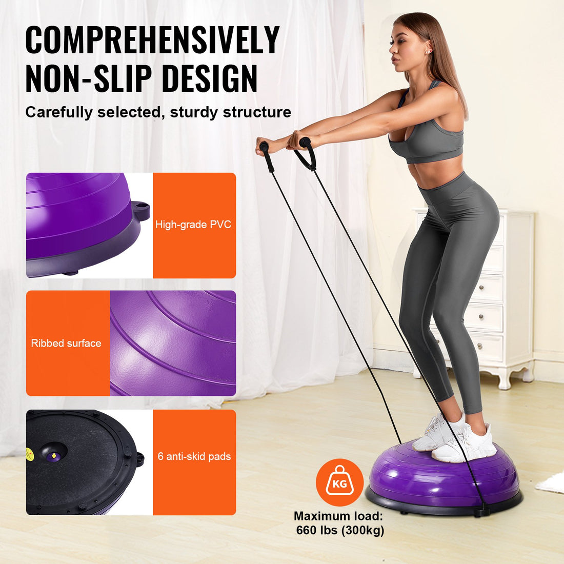 23" Balance Ball Trainer with Resistance Bands - 660 Lb Capacity