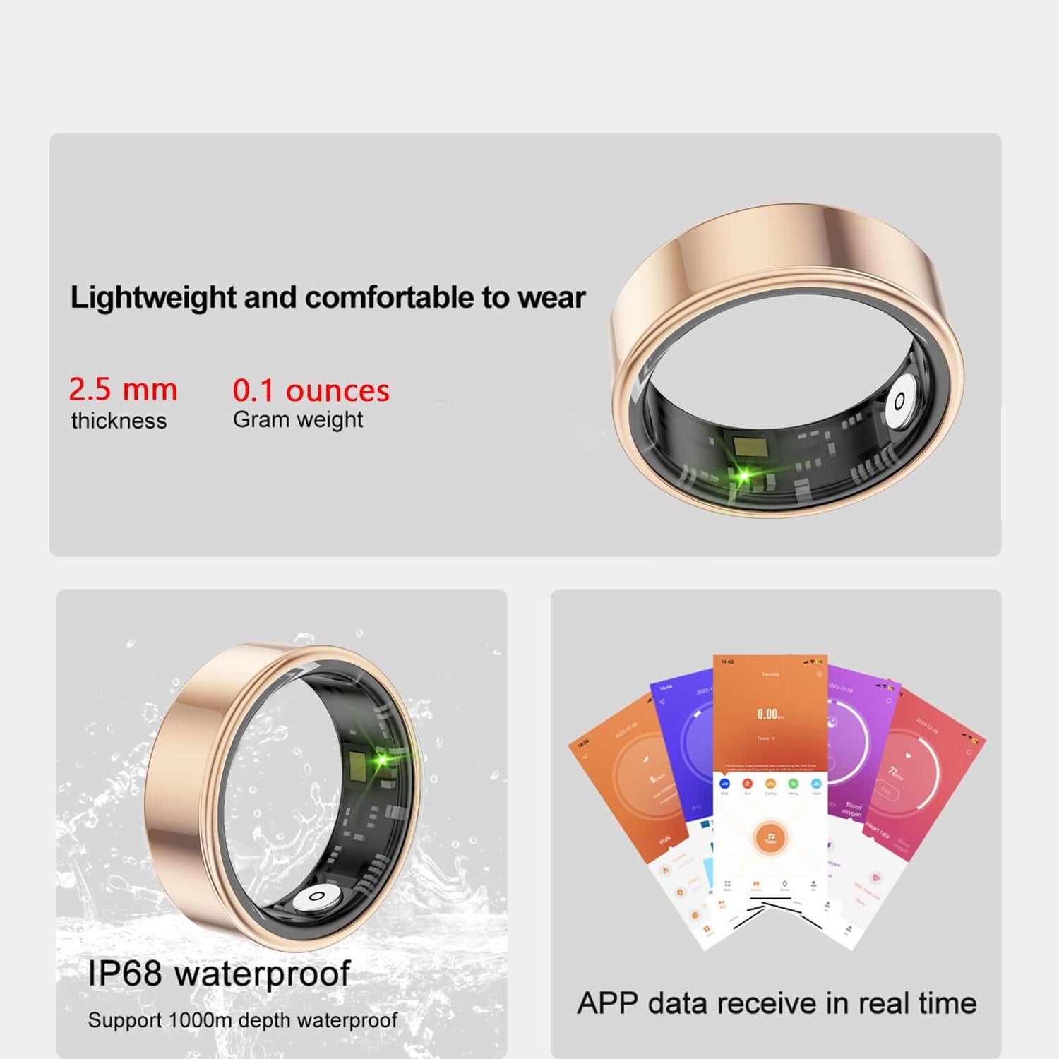 Smart Ring Health Tracker blood oxygen monitoring feature