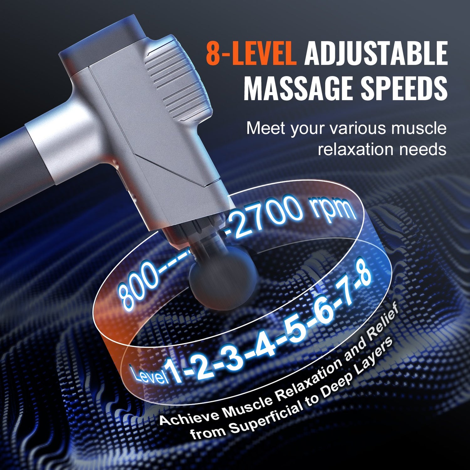 Deep tissue massage gun with carrying case and accessories