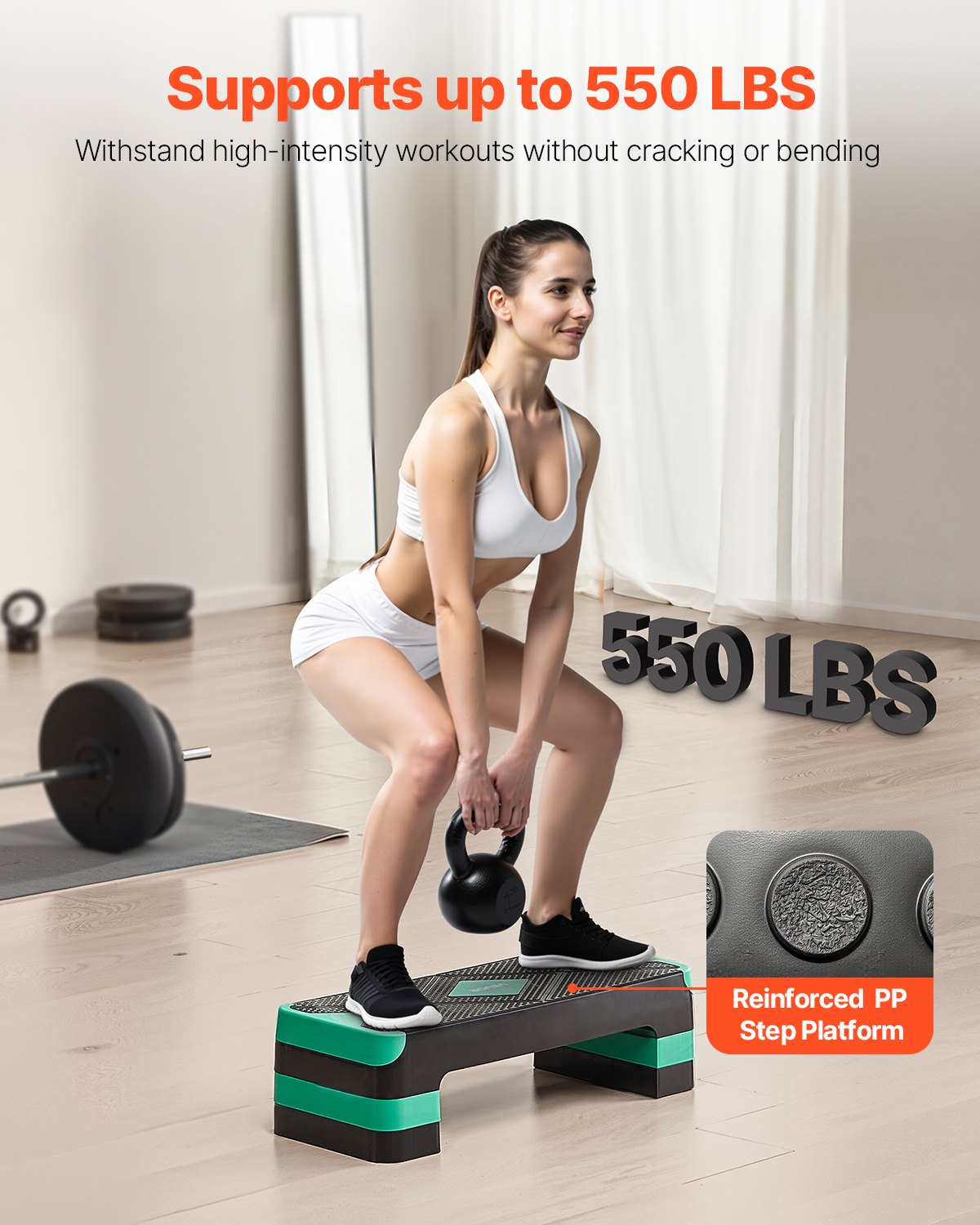 Aerobic step platform adjustable height levels