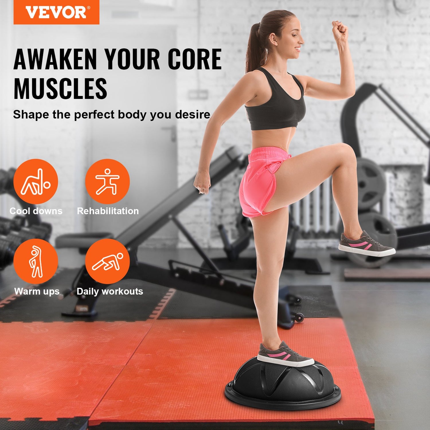Balance Ball Trainer with Resistance Bands (Black)