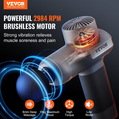 Deep tissue massage gun with 6 interchangeable massage heads