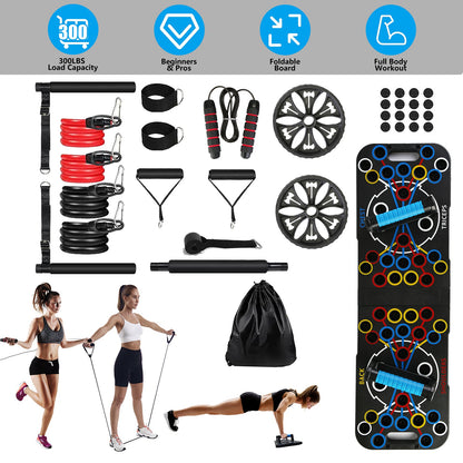 Push up board resistance band training setup