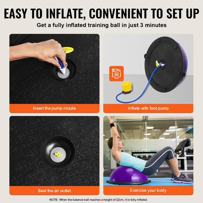 23" Balance Ball Trainer with Resistance Bands - 660 Lb Capacity