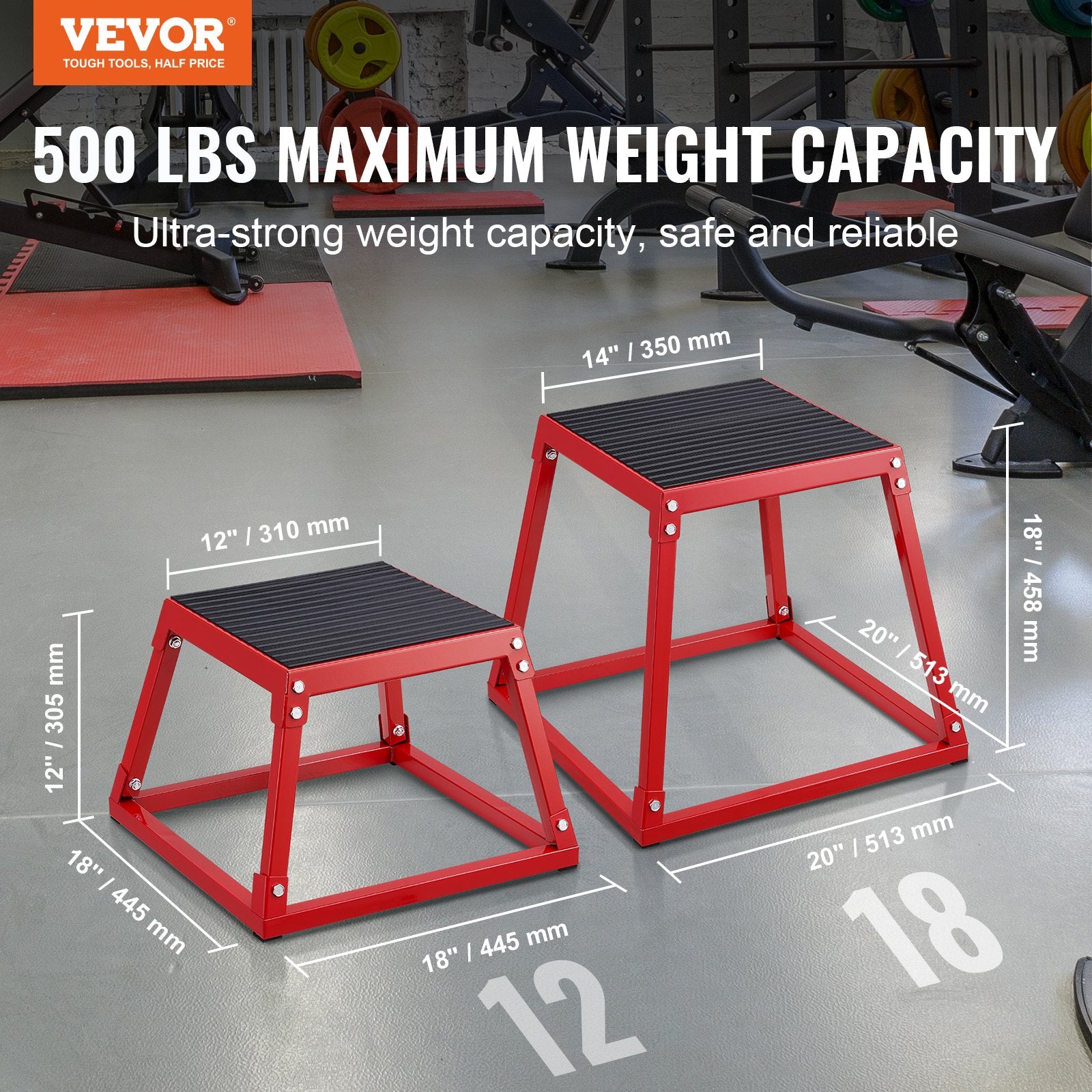 12" Steel Plyometric Jump Box for Home Gym