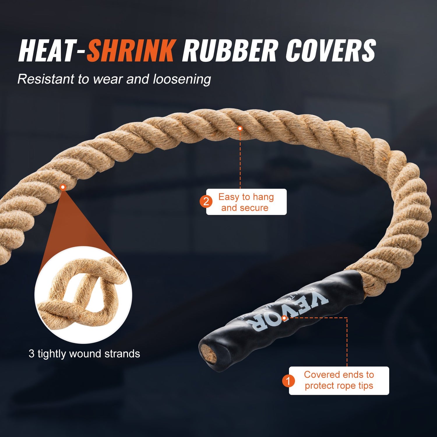 Professional gym climbing rope for strength training