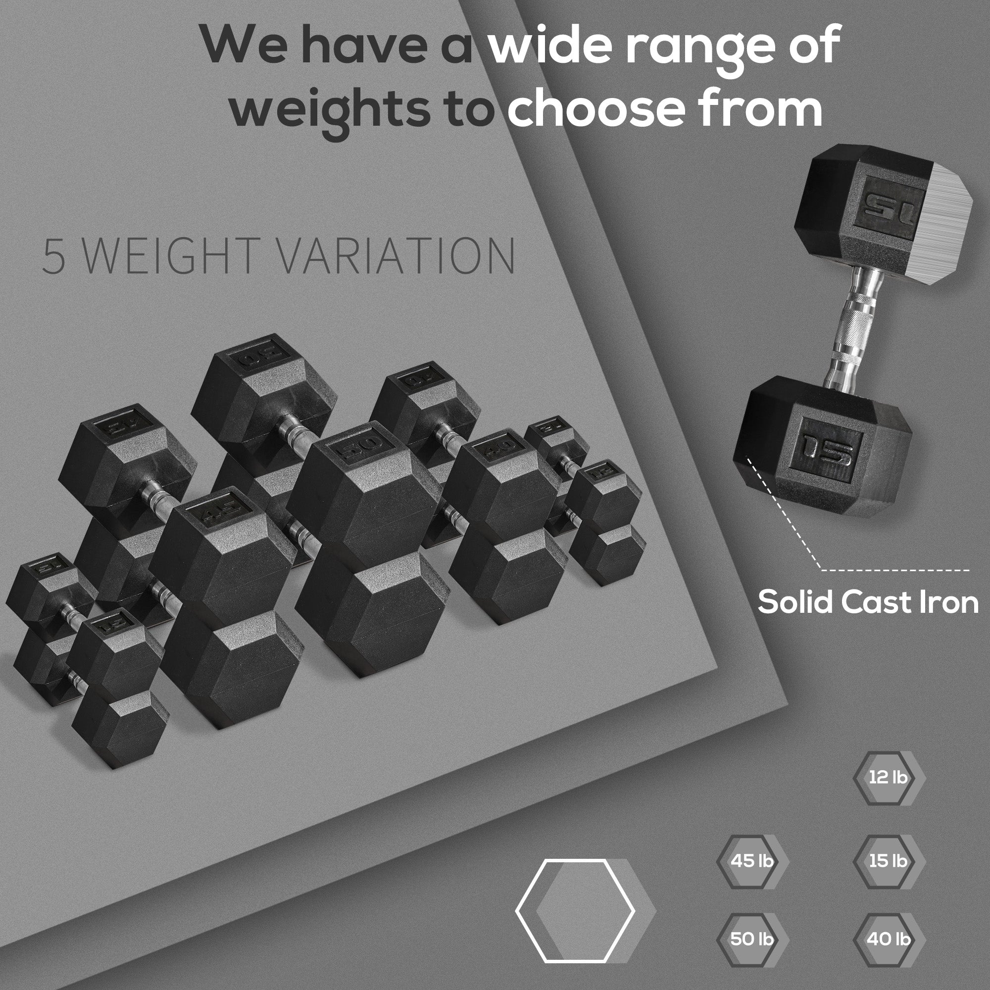 Hex dumbbell set ergonomic handle design