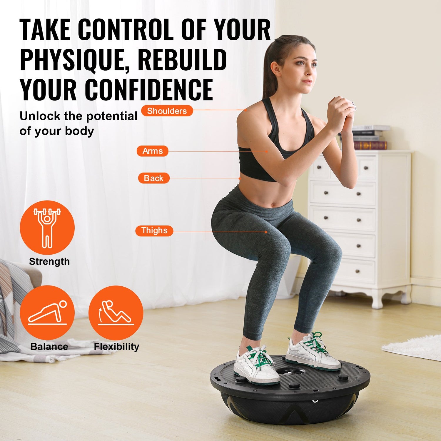 Balance Ball Trainer with Resistance Bands (Black)