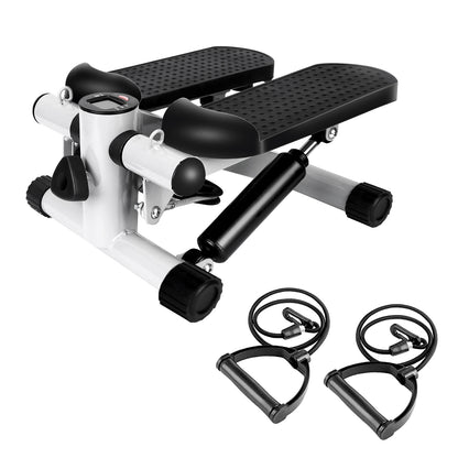 Mini stepper with resistance bands - side angle view