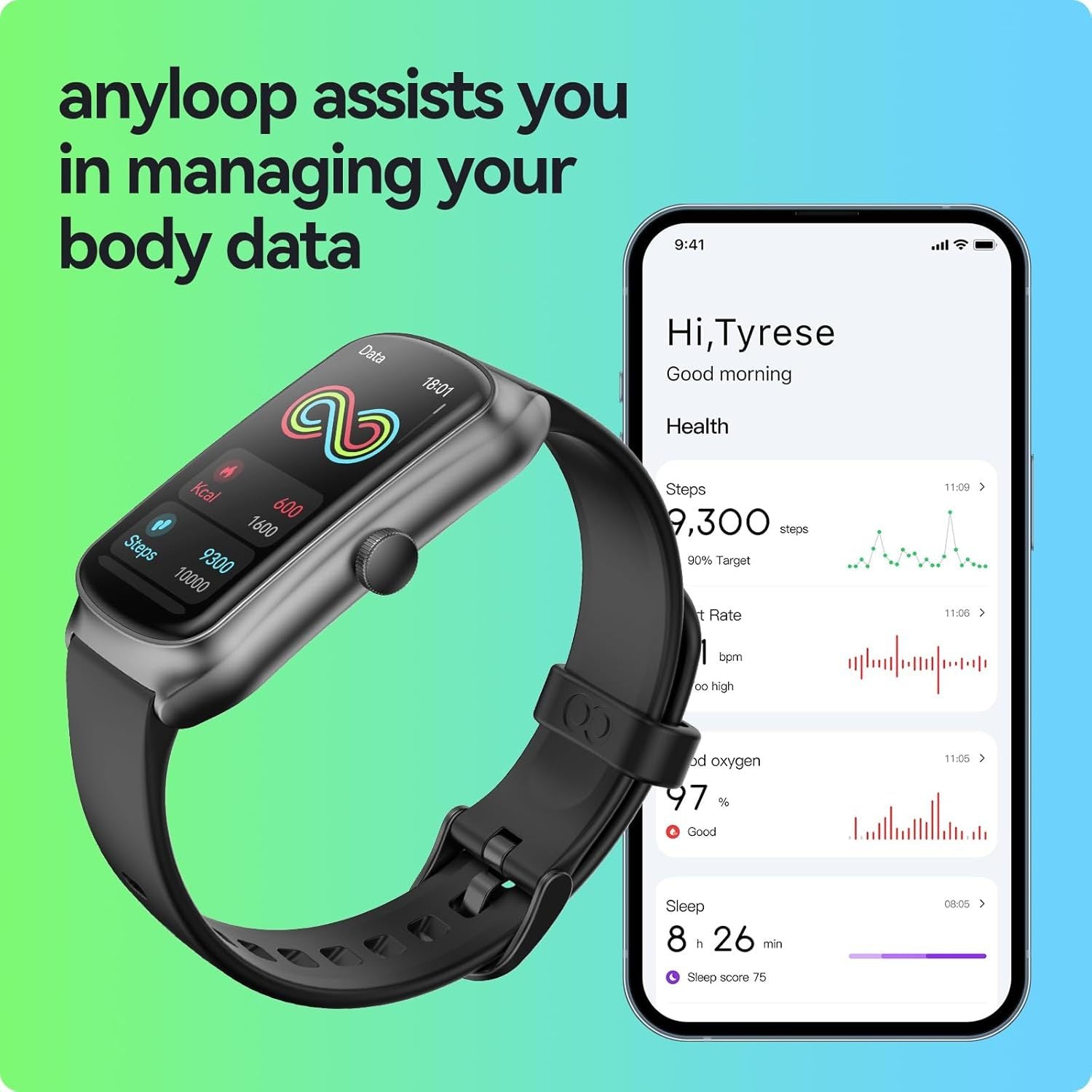 Fitness Smartwatch waterproof design for swimming and sports