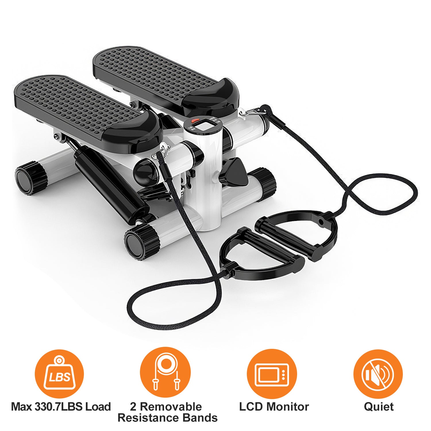 Mini stepper with LCD and resistance bands complete set