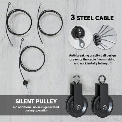 Cable pulley system dual silent pulley design