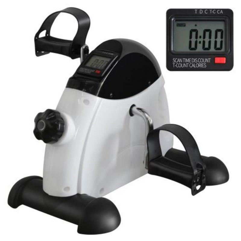 Exercise bike with adjustable foot straps and pedals