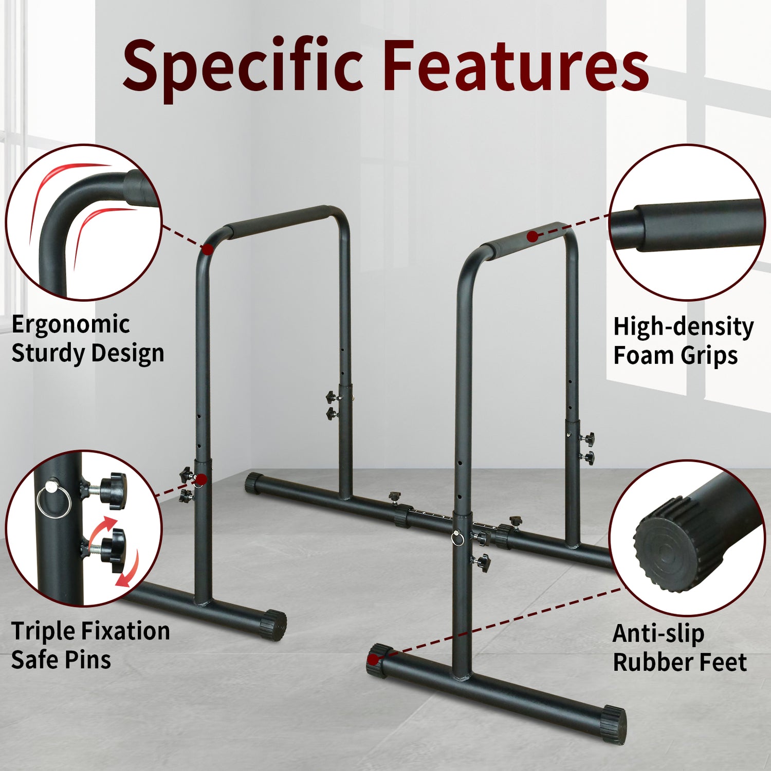 Power Tower Dip Station with Pull Up Bar - 550 Lb