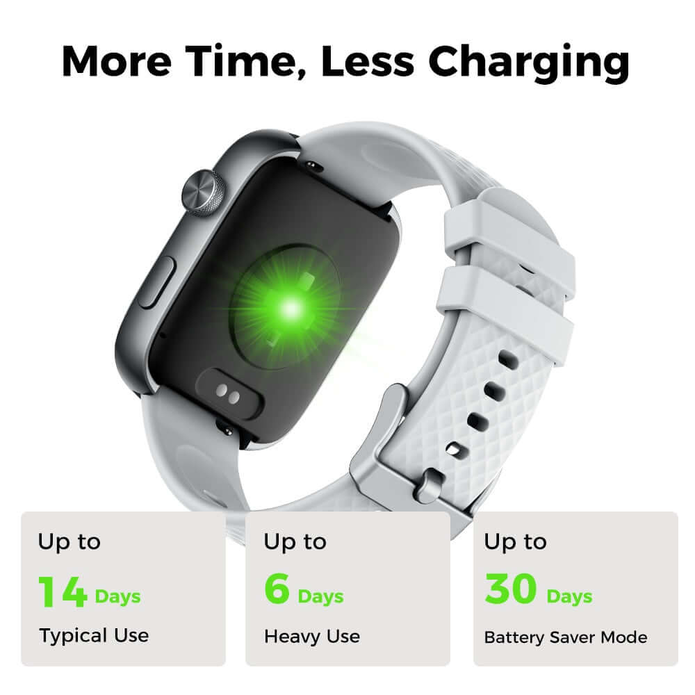 Fitness smartwatch with 1.95-inch display viewed from above
